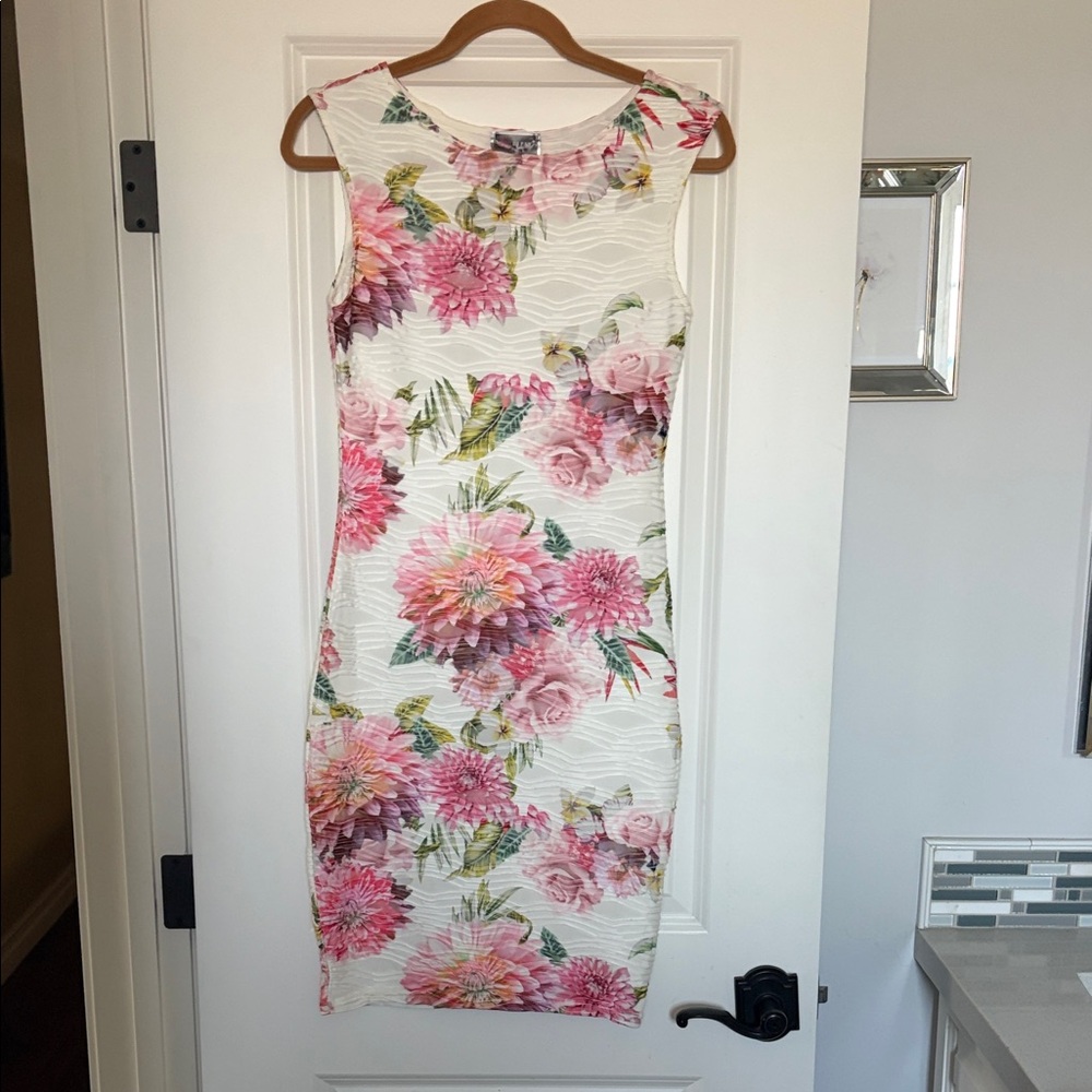 Floral Sleeveless Dress - Pink and Green